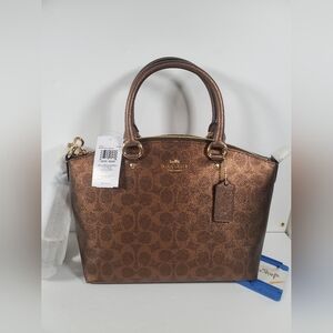 Coach Sadie Satchel Bag In Signature Canvas  Brown/Copper NWT